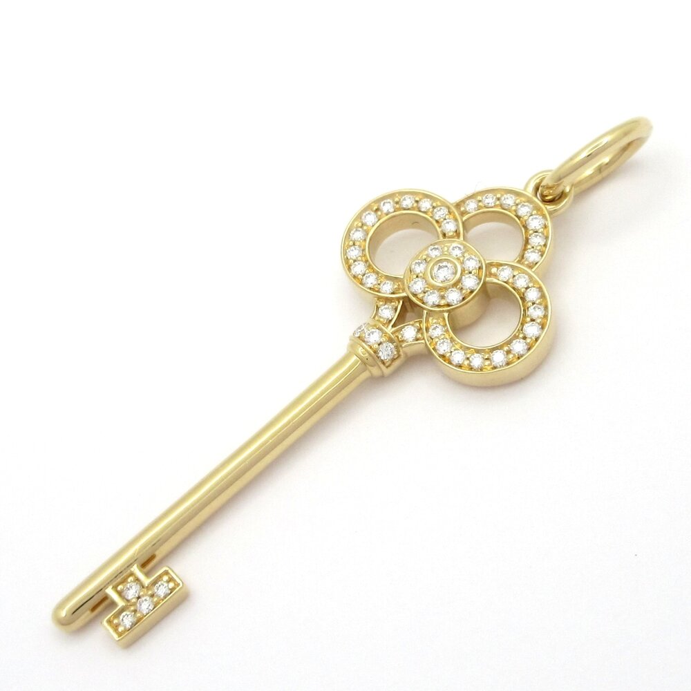 Tiffany & Co. Crown Key Pendant Head 18K Yellow Gold Diamond